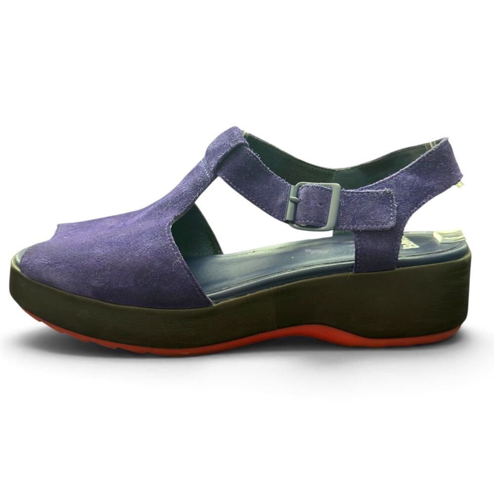 camper dessa purple suede platform wedge peep toe sandals slingback eu 40 us 9.5 - Picture 2 of 9